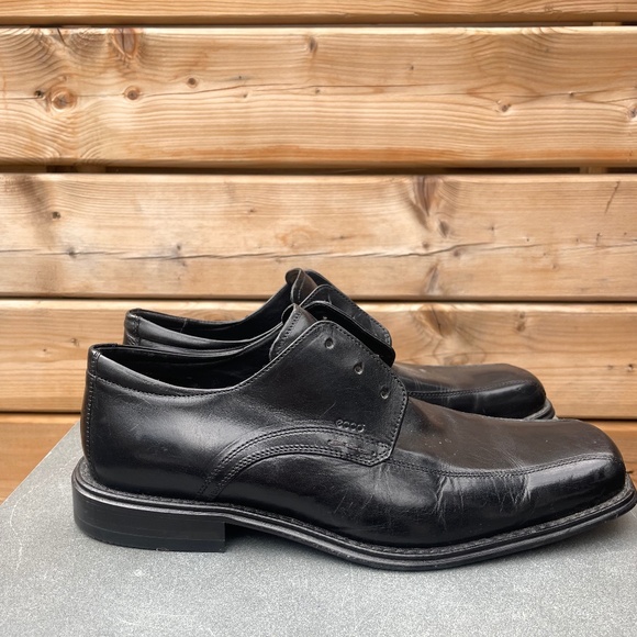 ECCO Men’s Black Leather Dress Shoes – Size 44 - Picture 1 of 4